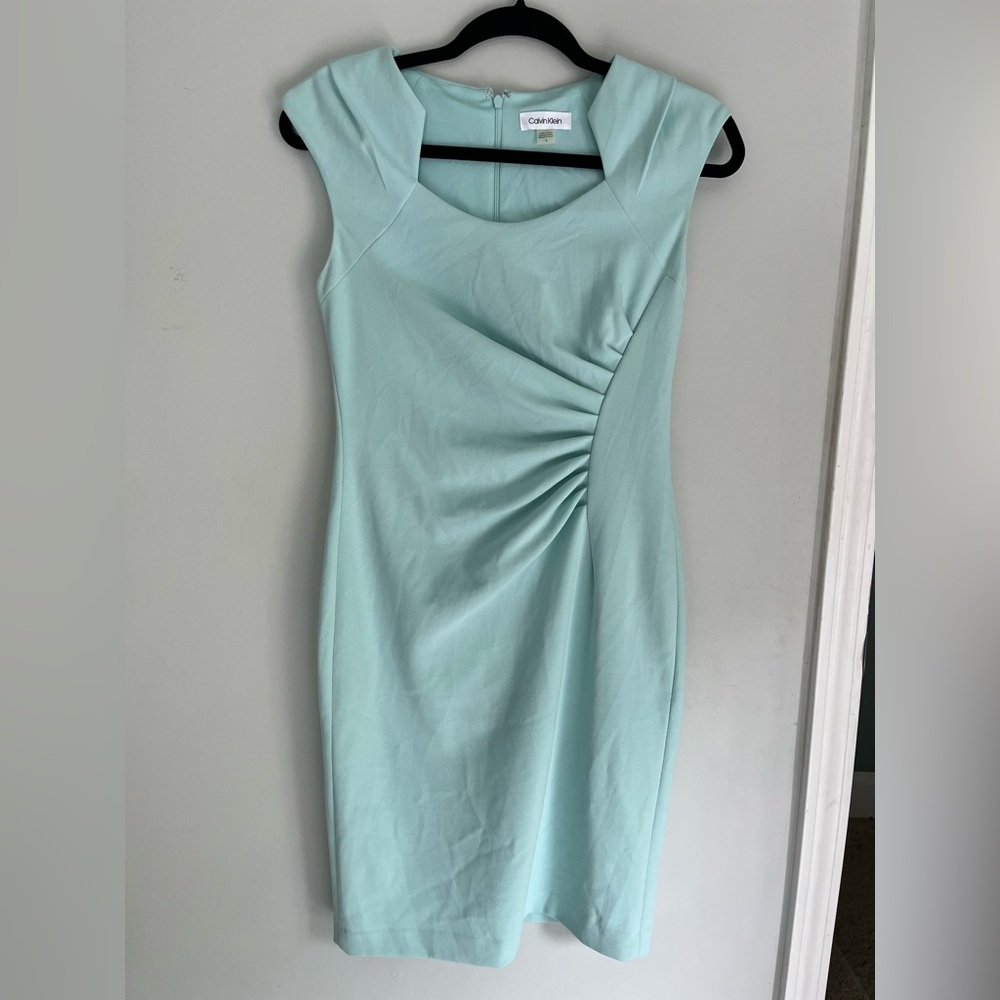 Calvin Klein-Teal Ruched Sheath Dress size 4